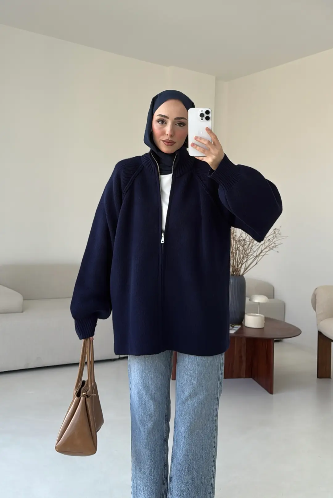 Çift Fermuarlı Hırka Lacivert - Görsel 3