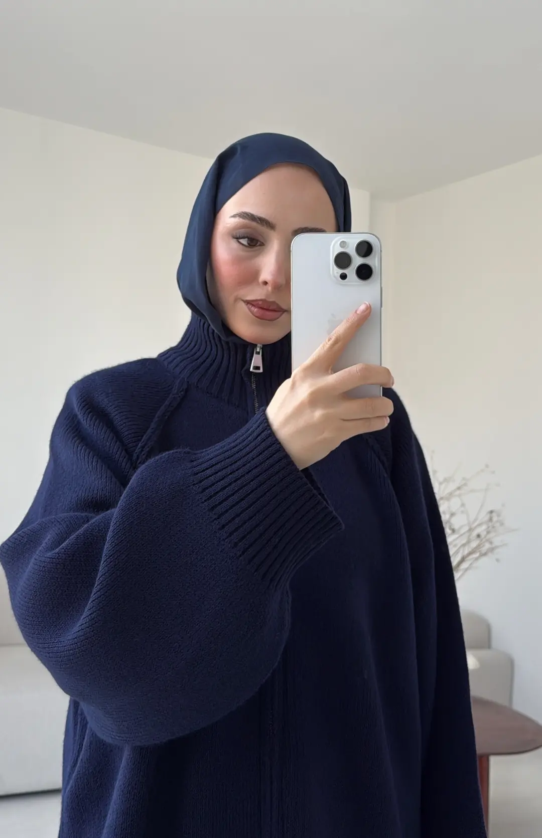 Çift Fermuarlı Hırka Lacivert - Görsel 4