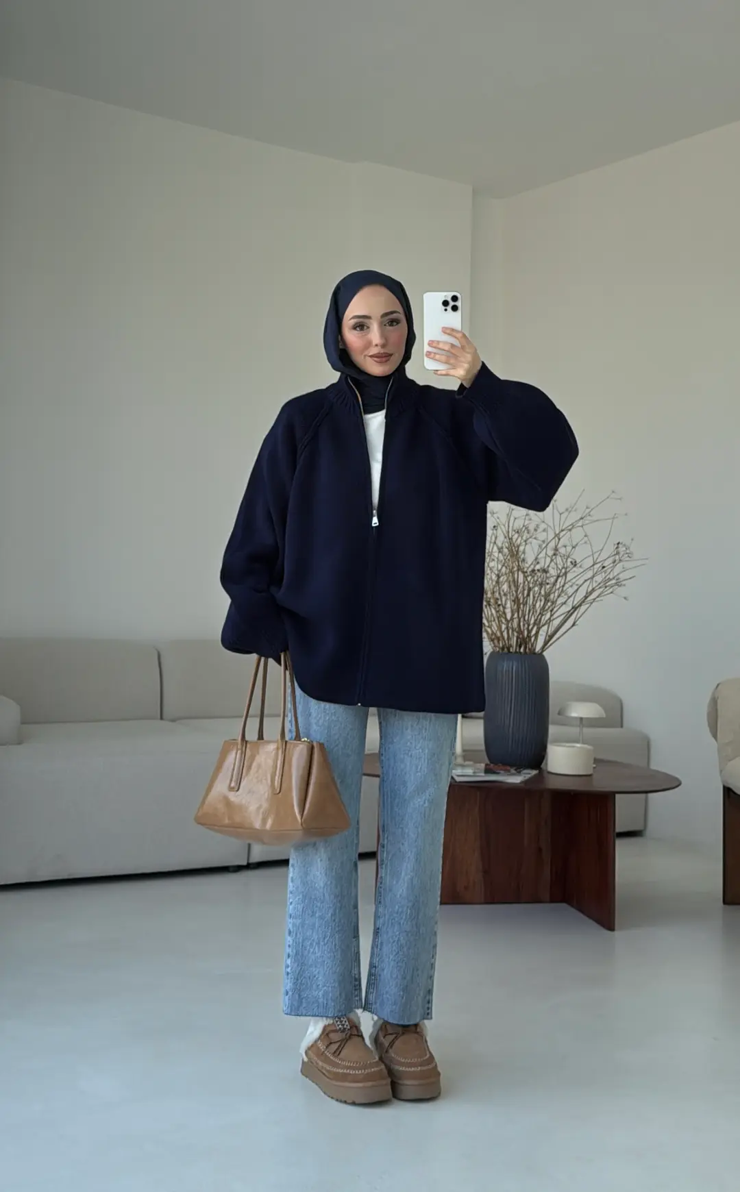 Çift Fermuarlı Hırka Lacivert - Görsel 6