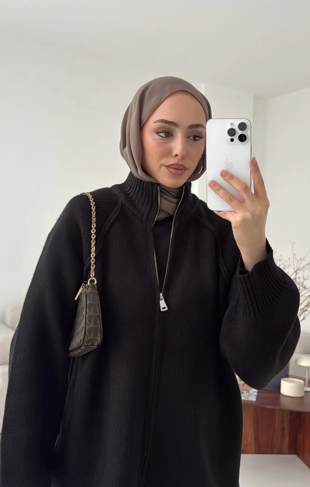 Çift Fermuarlı Hırka Siyah - Görsel 9