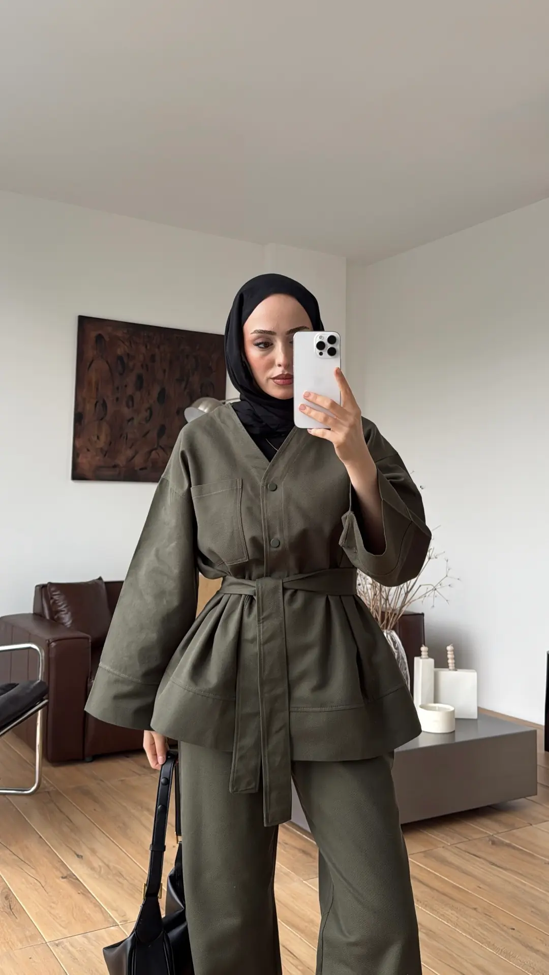 Çıtçıtlı Gabardin Takım Haki - Görsel 7