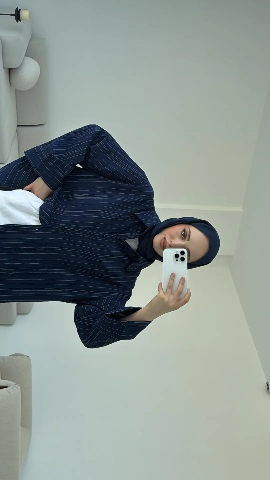 Çizgi Desenli Gömlek Lacivert - Görsel 3