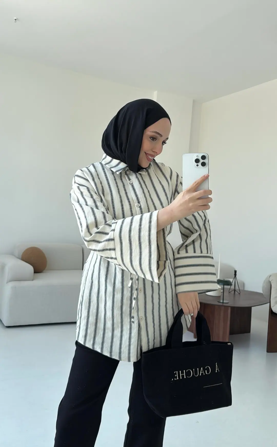 Çizgili Bağlamalı Gömlek - Görsel 2