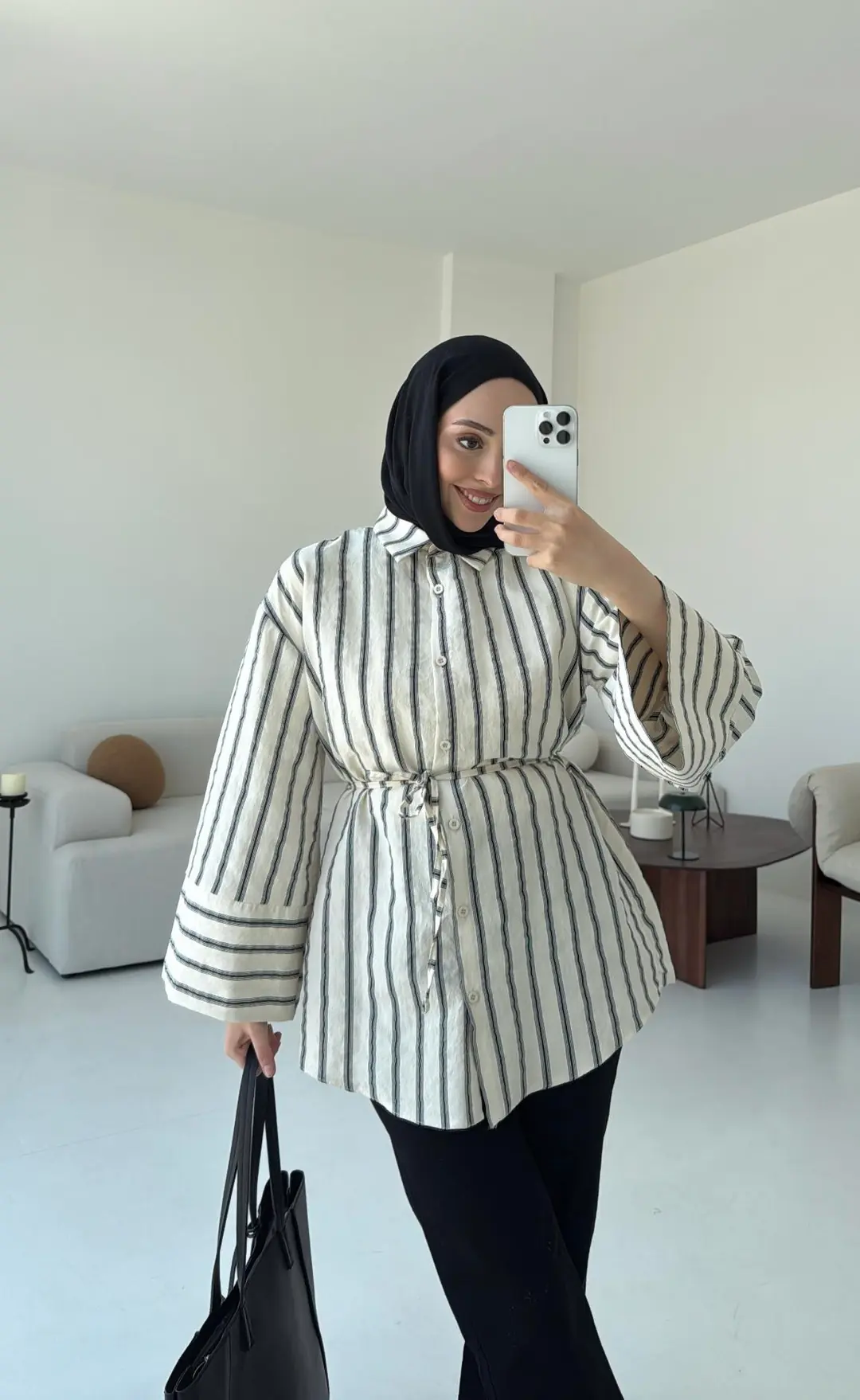Çizgili Bağlamalı Gömlek - Görsel 3