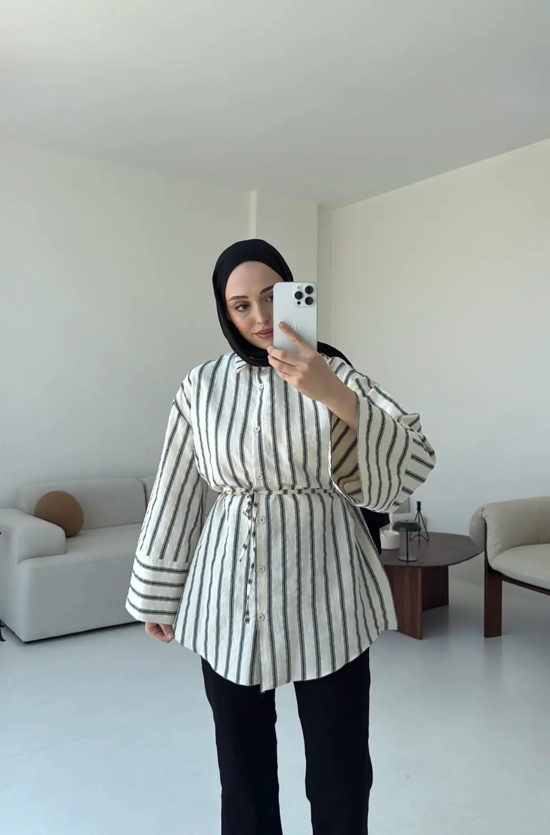 Çizgili Bağlamalı Gömlek - Görsel 5