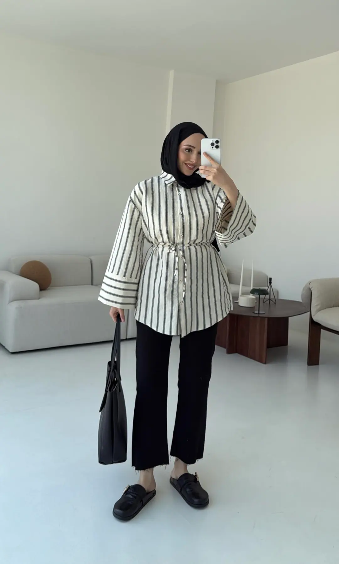 Çizgili Bağlamalı Gömlek - Görsel 7