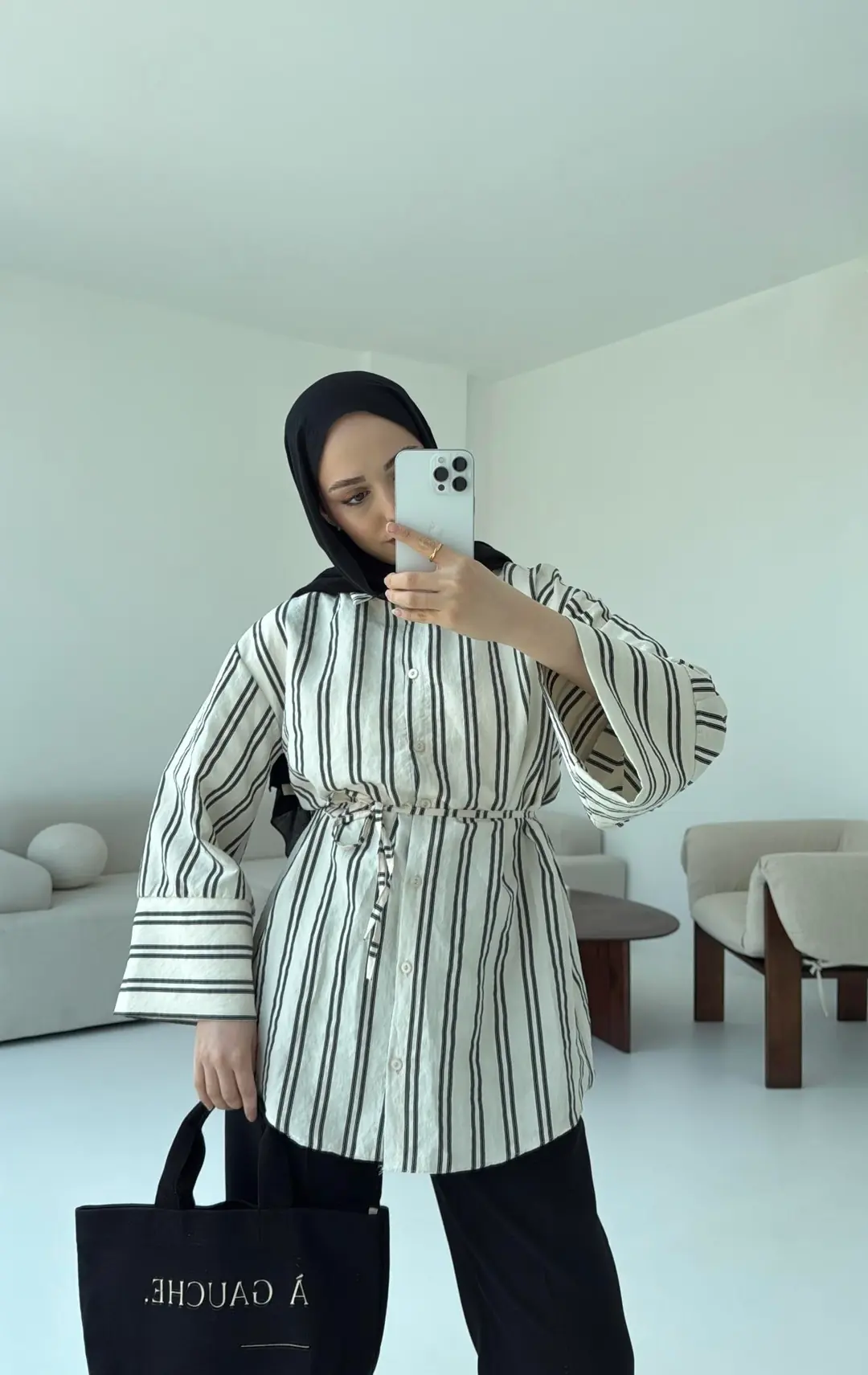 Çizgili Bağlamalı Gömlek - Görsel 2