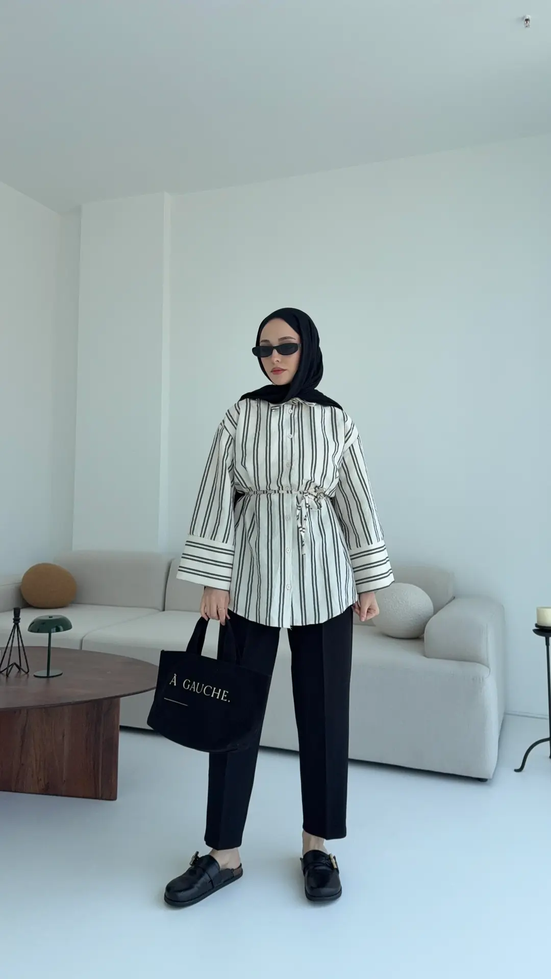 Çizgili Bağlamalı Gömlek - Görsel 4