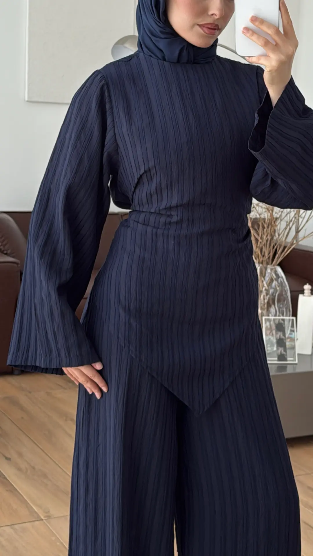 Çizgili Tunikli Takım Lacivert - Görsel 2