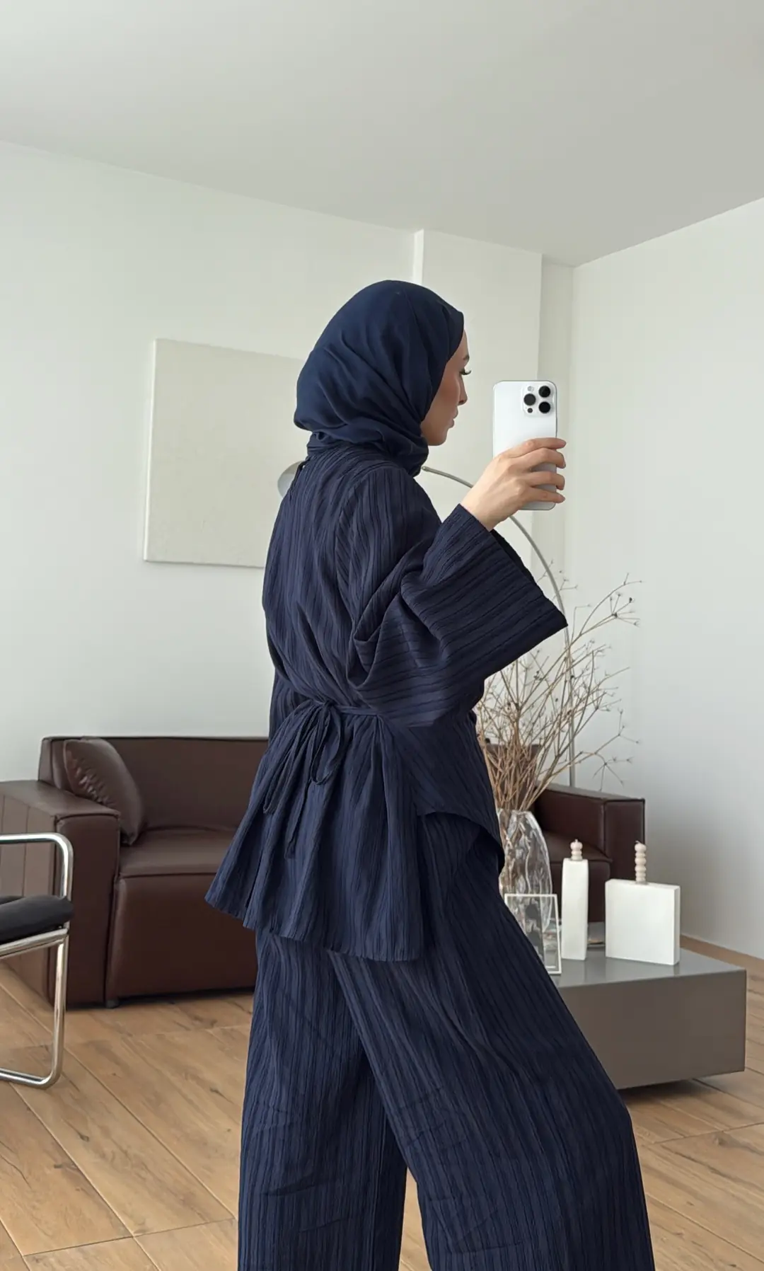 Çizgili Tunikli Takım Lacivert - Görsel 3