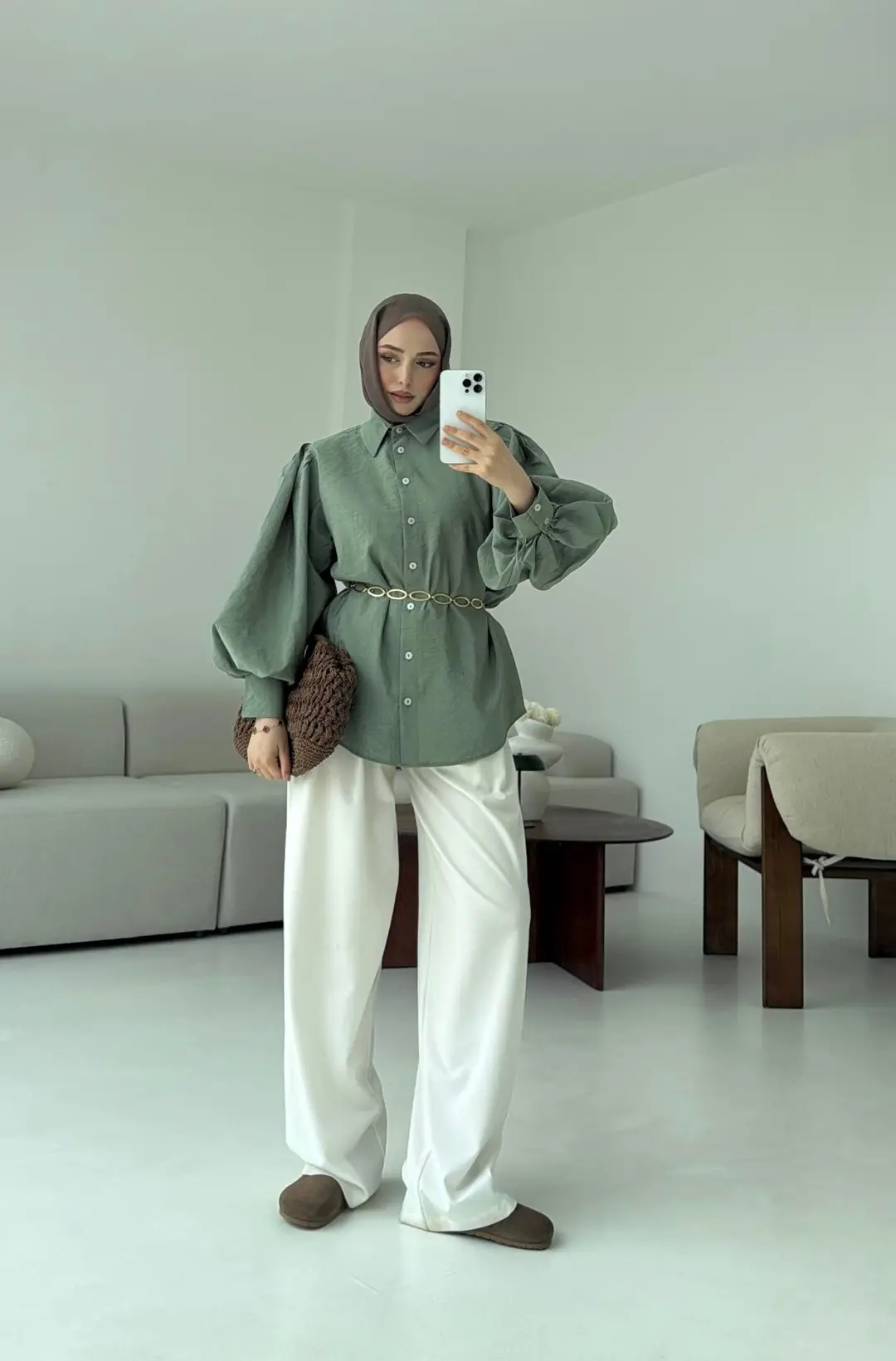 Cotton Balon Kol Gömlek Adaçayı - Görsel 2