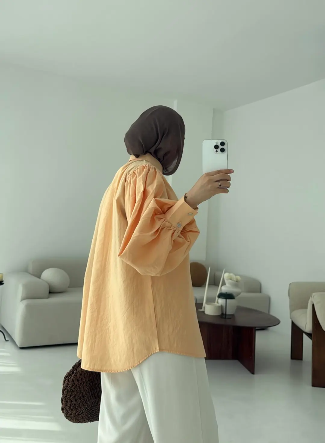 Cotton Balon Kol Gömlek Somon - Görsel 8