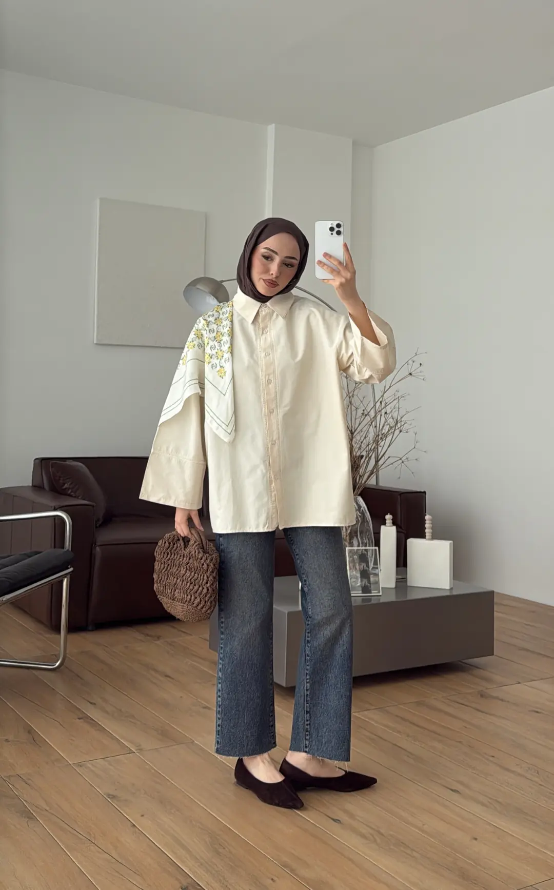 Dantel Geçişli Poplin Gömlek Krem - Görsel 7