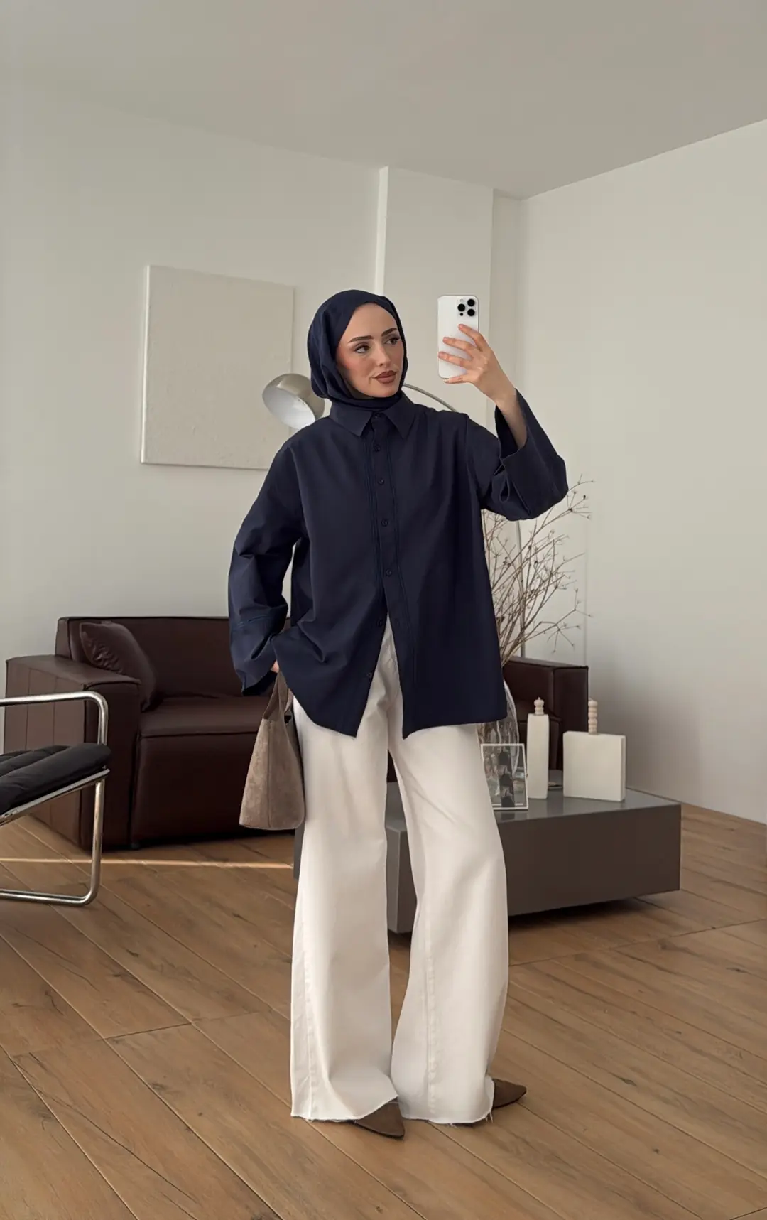 Dantel Geçişli Poplin Gömlek Lacivert - Görsel 7