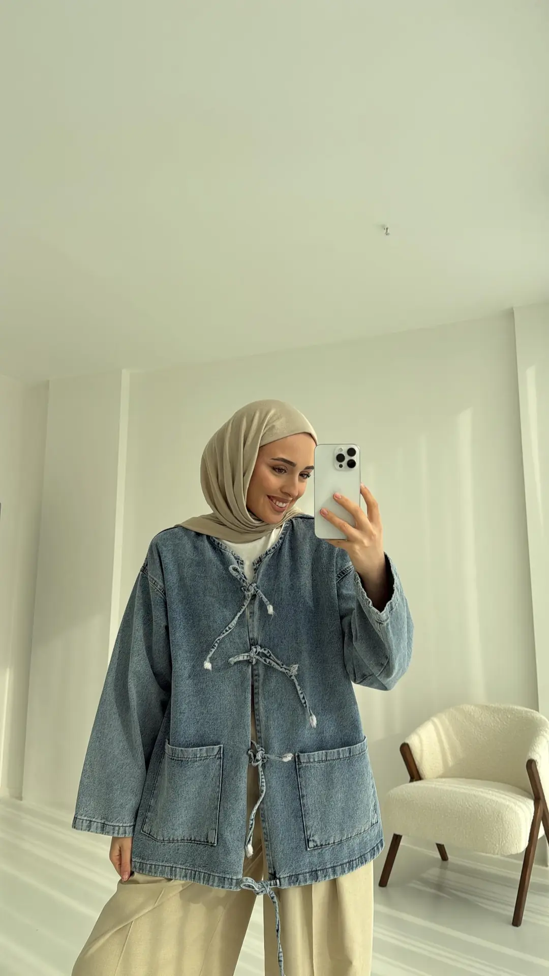 Denim Bağlamalı Ceket