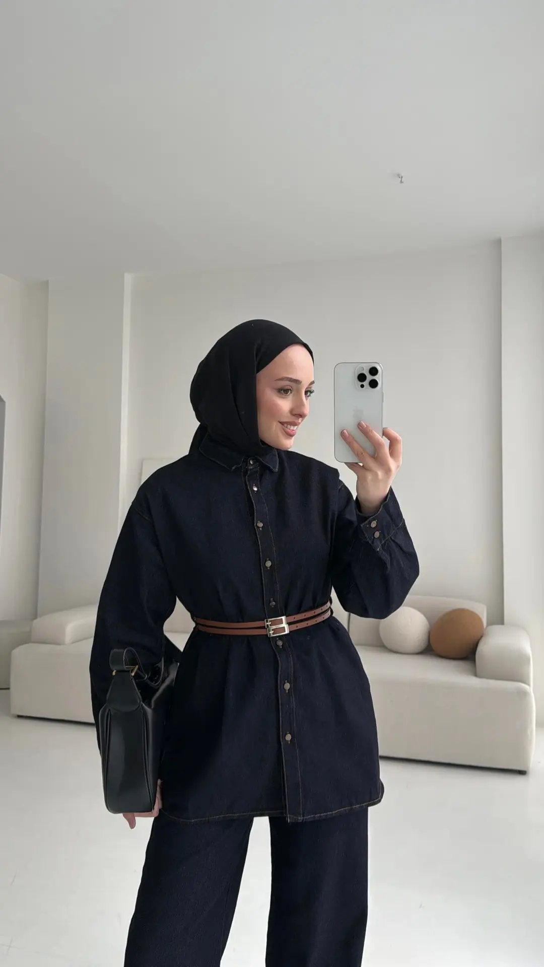 Denim Kemerli Gömlek Takım - Görsel 2