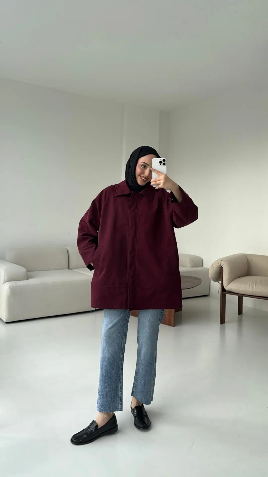 Deri Kemerli Premium Astarlı Fermuarlı Trençkot - Görsel 5