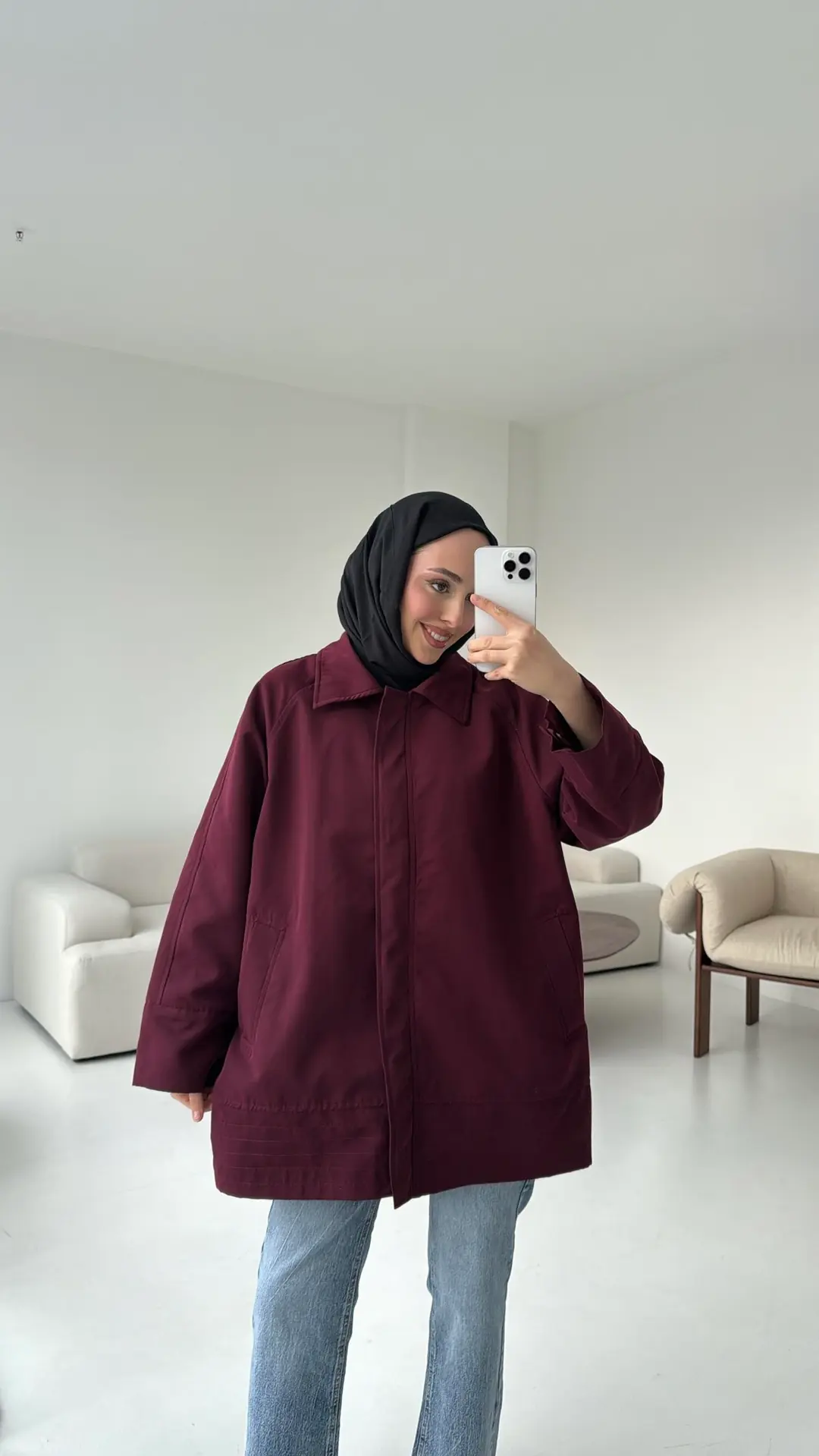 Deri Kemerli Premium Astarlı Fermuarlı Trençkot - Görsel 6