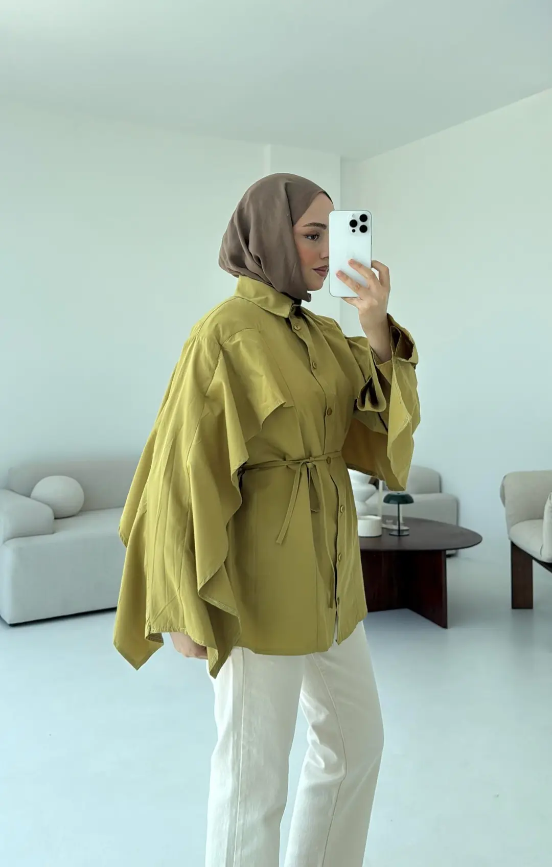 Detaylı Poplin Gömlek Olive - Görsel 6