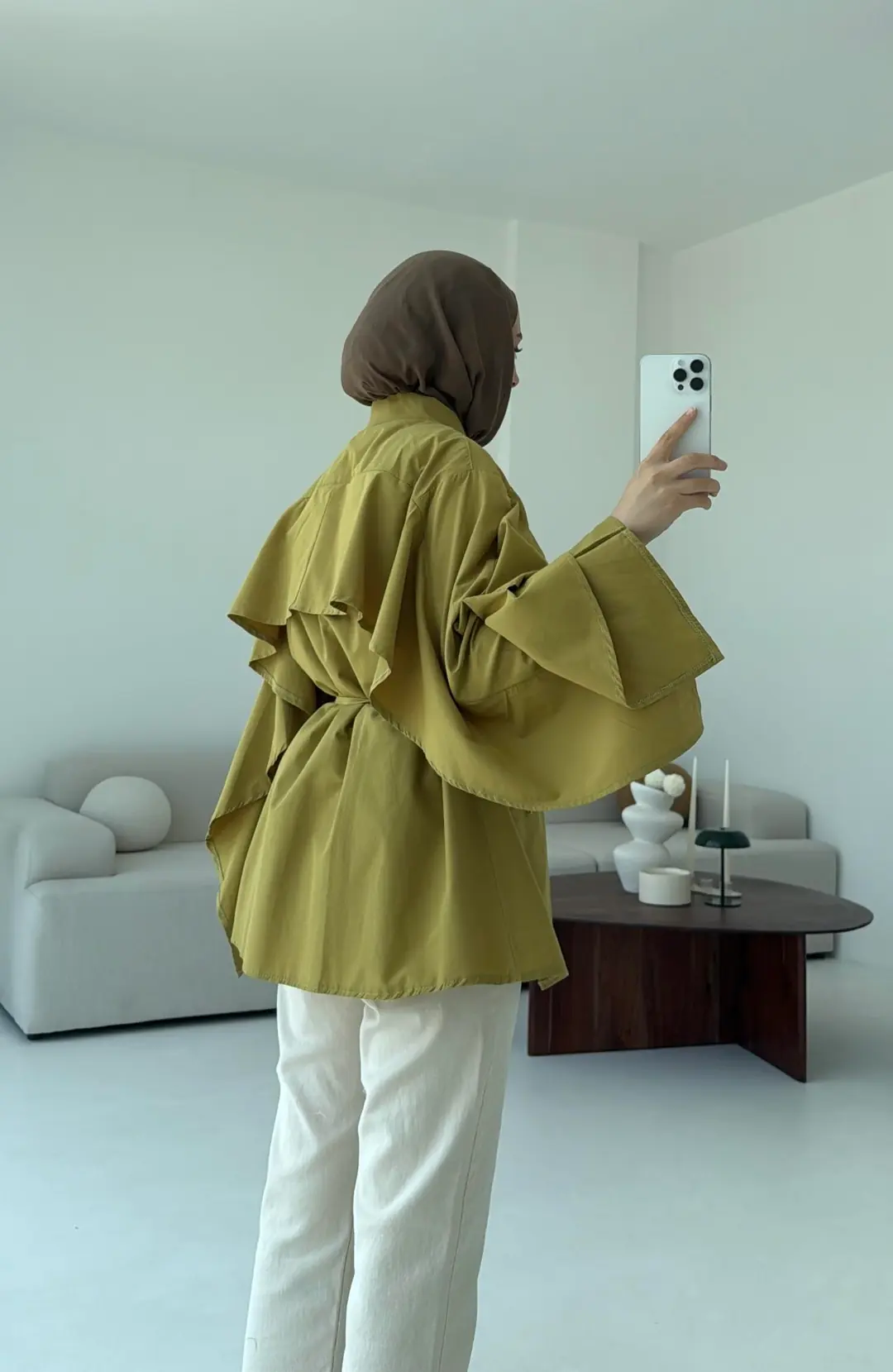 Detaylı Poplin Gömlek Olive - Görsel 7