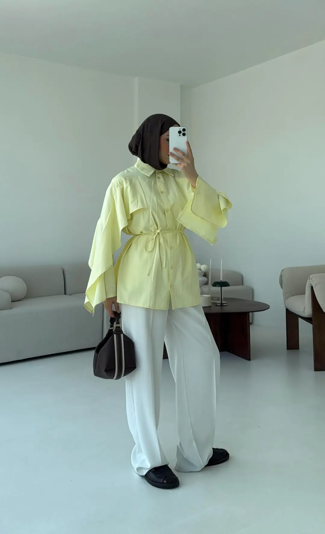 Detaylı Poplin Gömlek Sarı