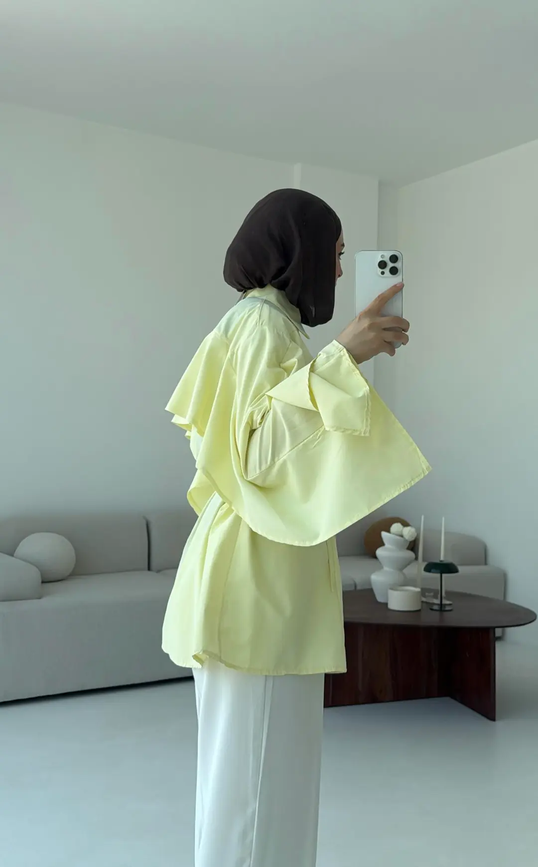 Detaylı Poplin Gömlek Sarı - Görsel 7