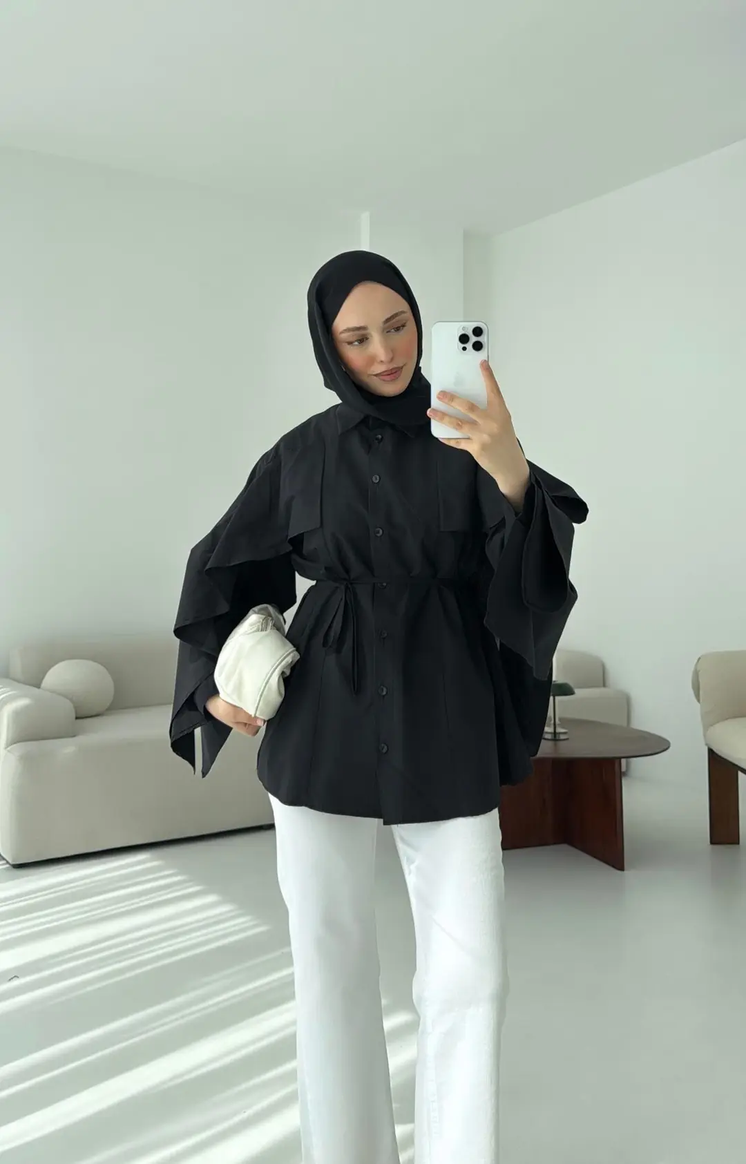 Detaylı Poplin Gömlek Siyah