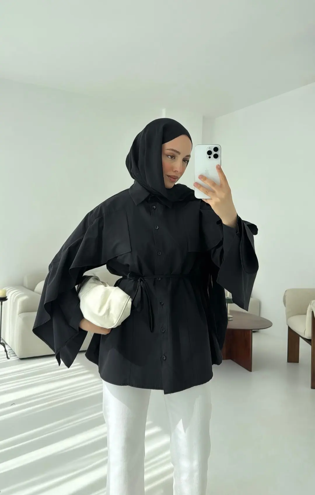 Detaylı Poplin Gömlek Siyah - Görsel 5