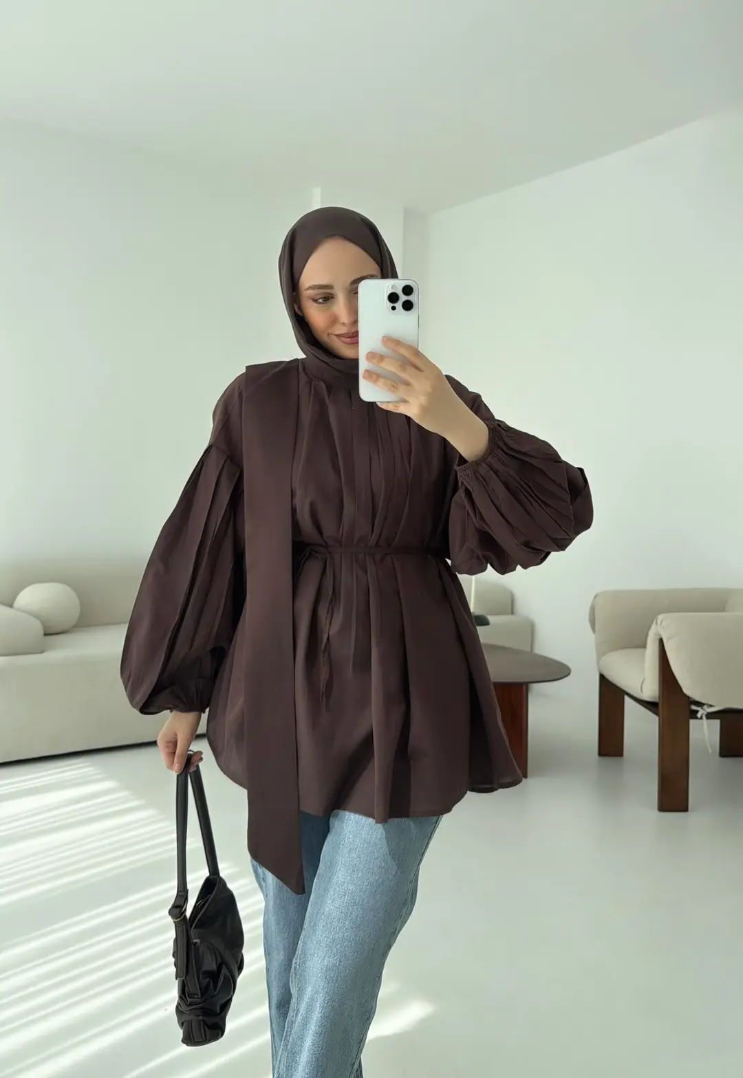 Detaylı Pens Gömlek Kahve - Görsel 2