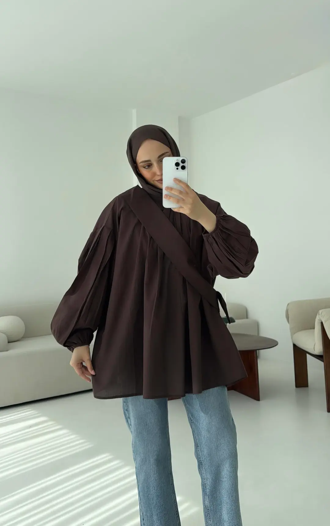 Detaylı Pens Gömlek Kahve - Görsel 7