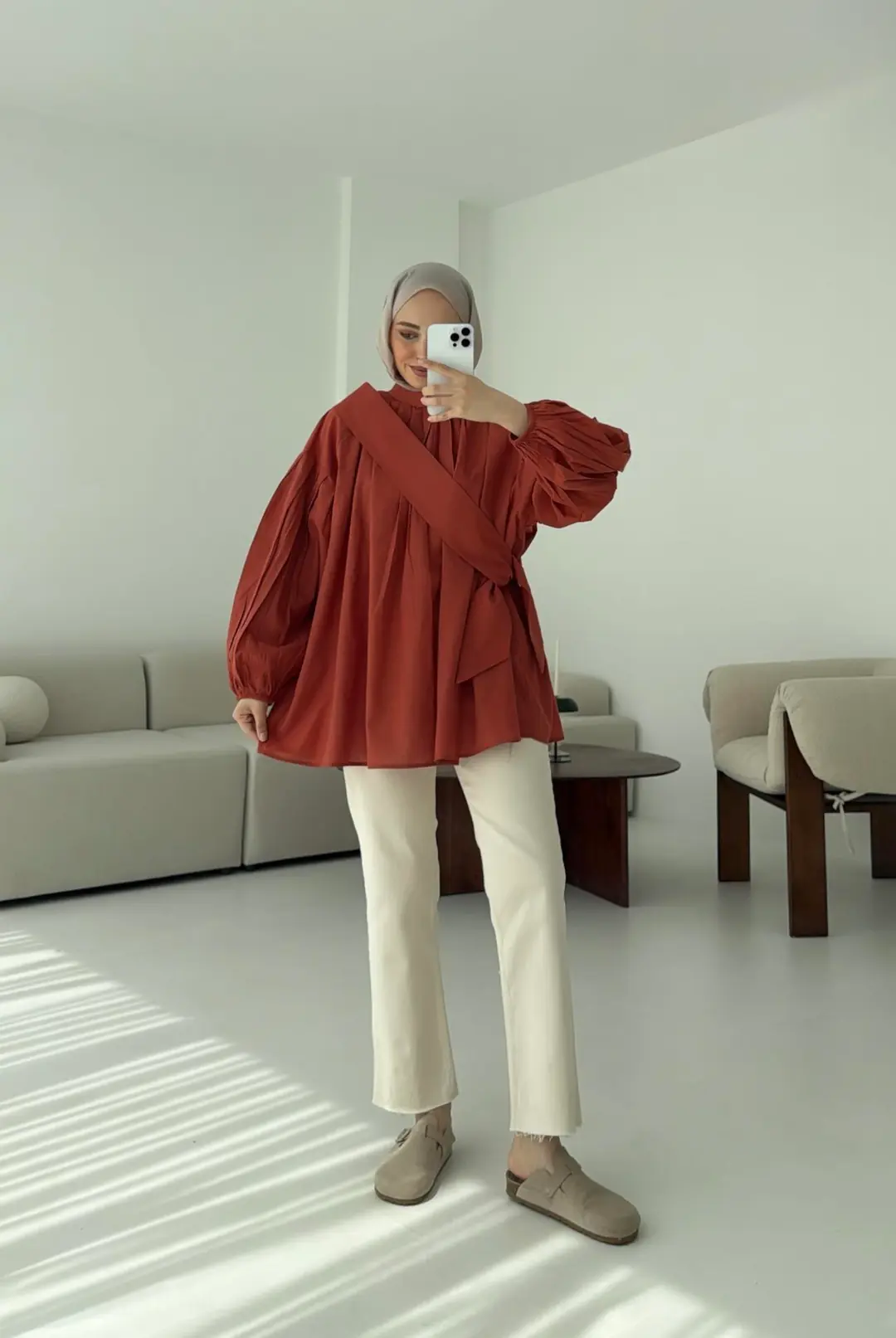 Detaylı Pens Gömlek Kiremit - Görsel 2