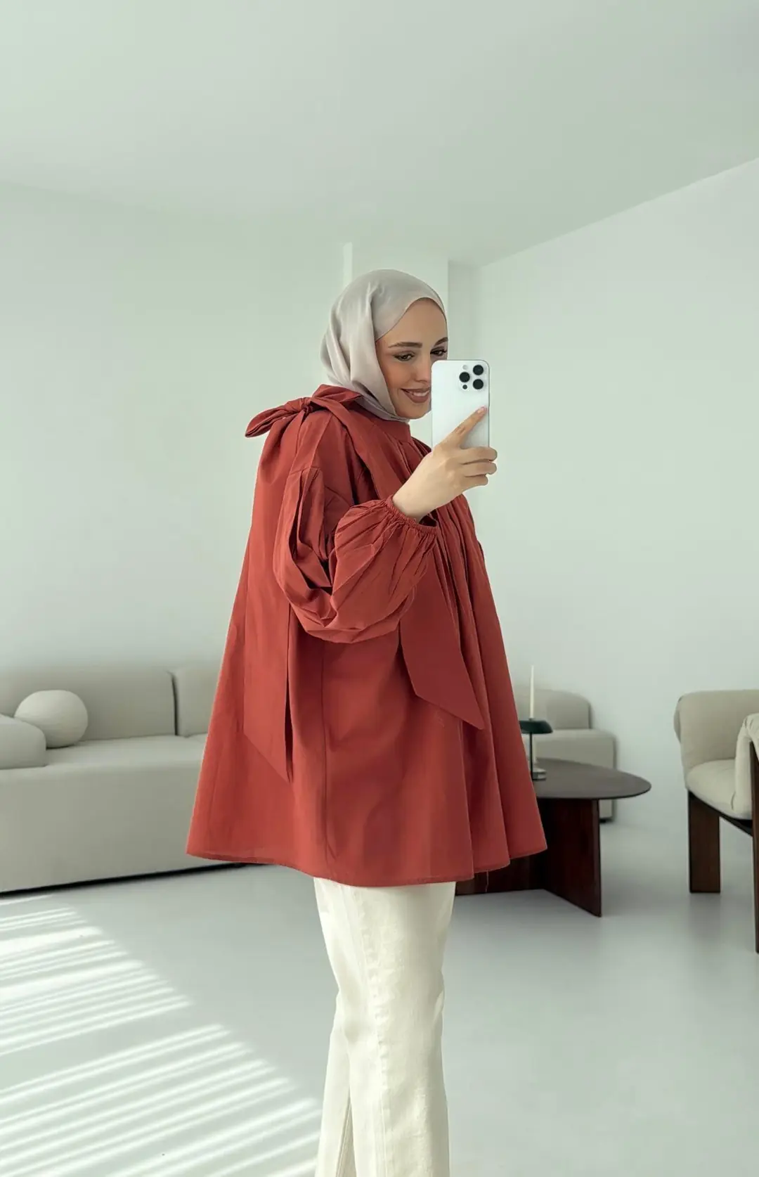 Detaylı Pens Gömlek Kiremit - Görsel 8