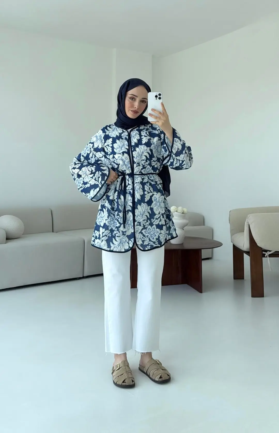 Dijital Baskılı Kimono Lacivert - Görsel 2