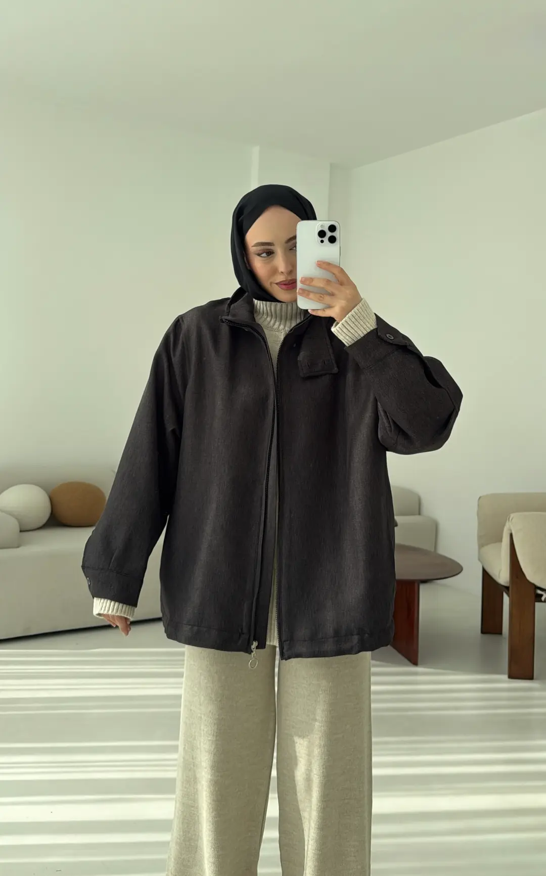 Dik Yaka Ceket Antrasit - Görsel 7