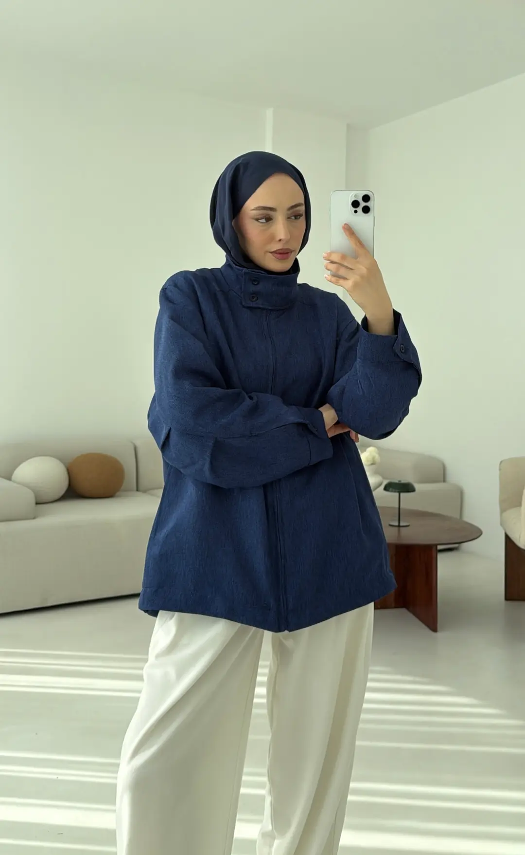 Dik Yaka Ceket Lacivert - Görsel 6