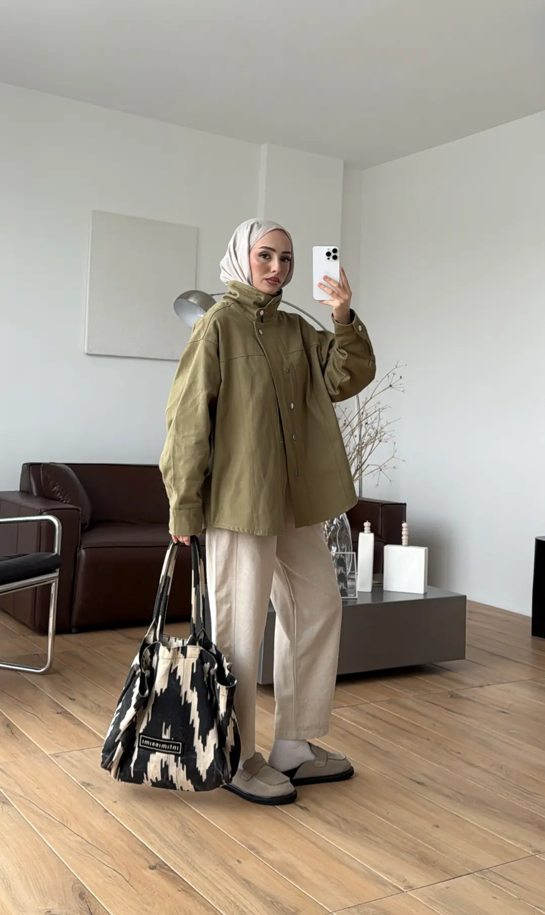 Dik Yaka Çıtçıtlı Gabardin Ceket Açık Yeşil - Görsel 3