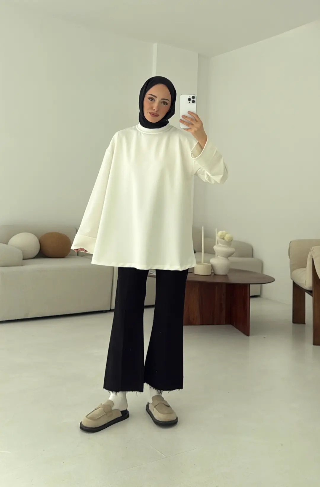 Dikiş Detay Basic Sweat Ekru - Görsel 2