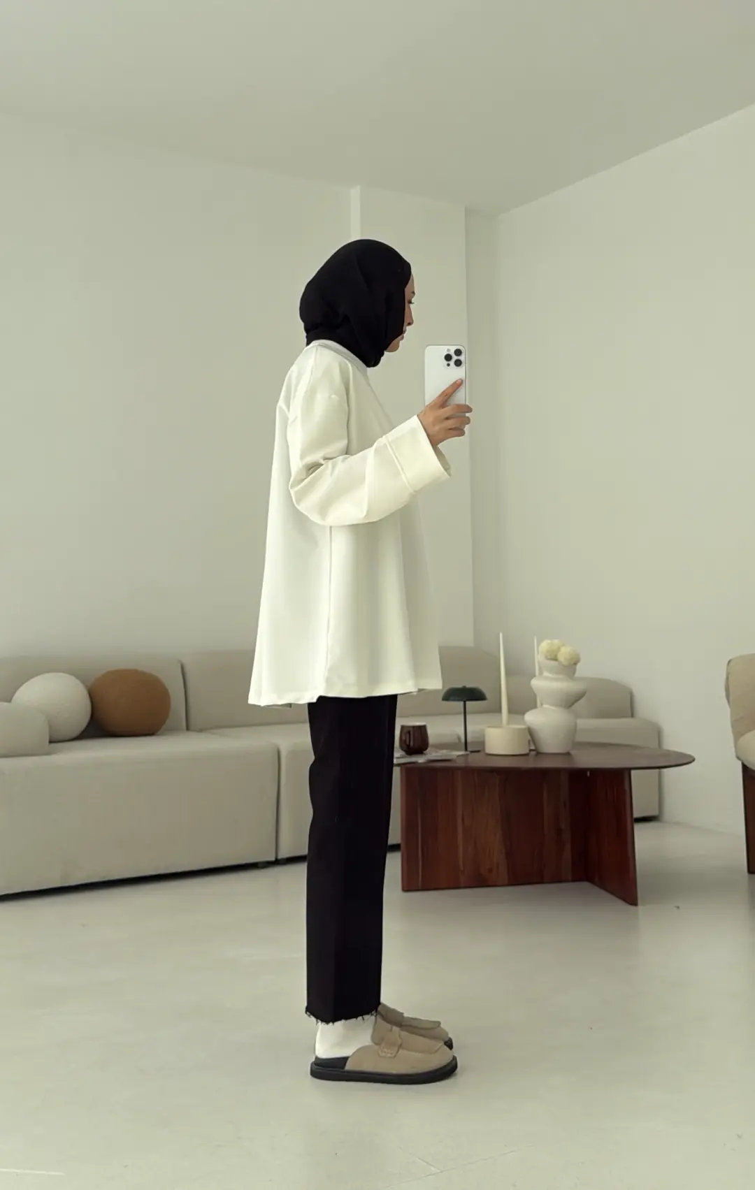 Dikiş Detay Basic Sweat Ekru - Görsel 3