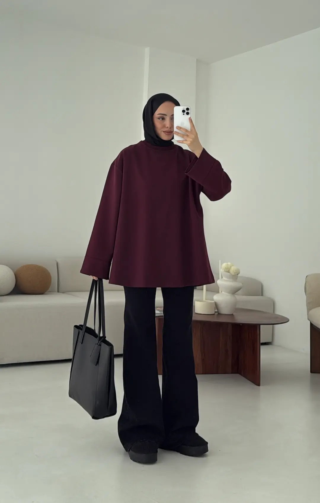 Dikiş Detay Basic Sweat Mürdüm - Görsel 6