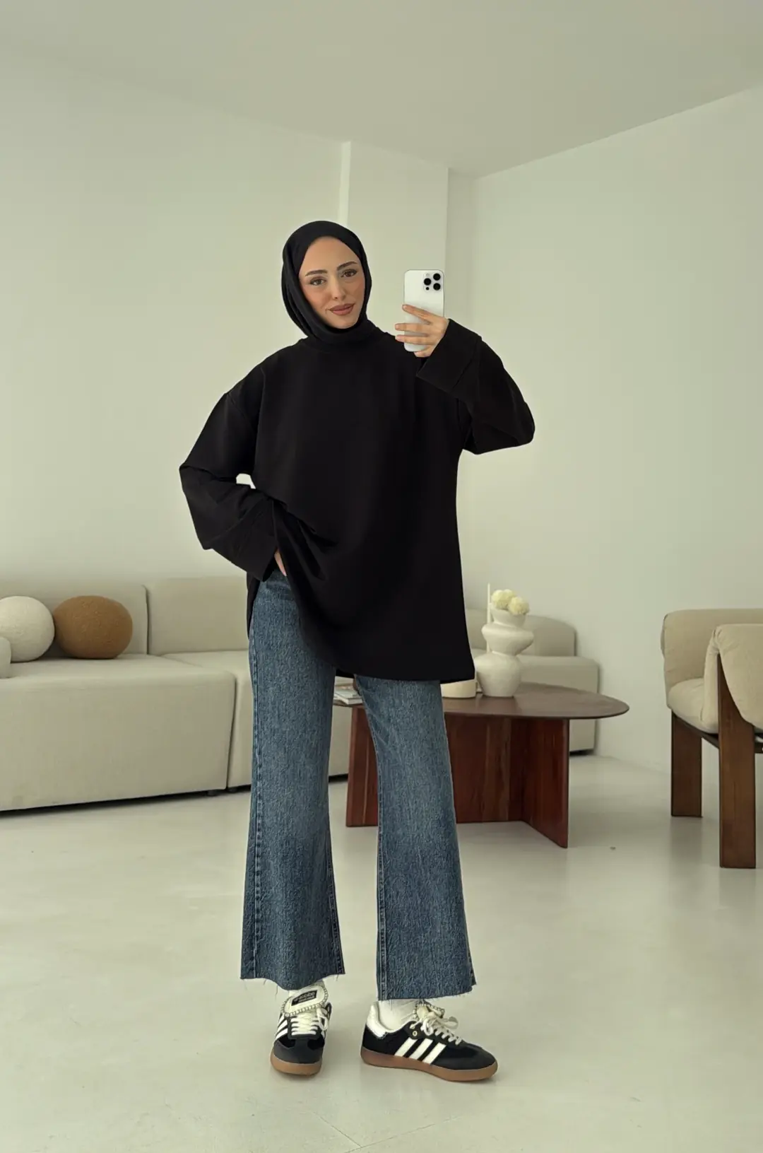 Dikiş Detay Basic Sweat Siyah - Görsel 2