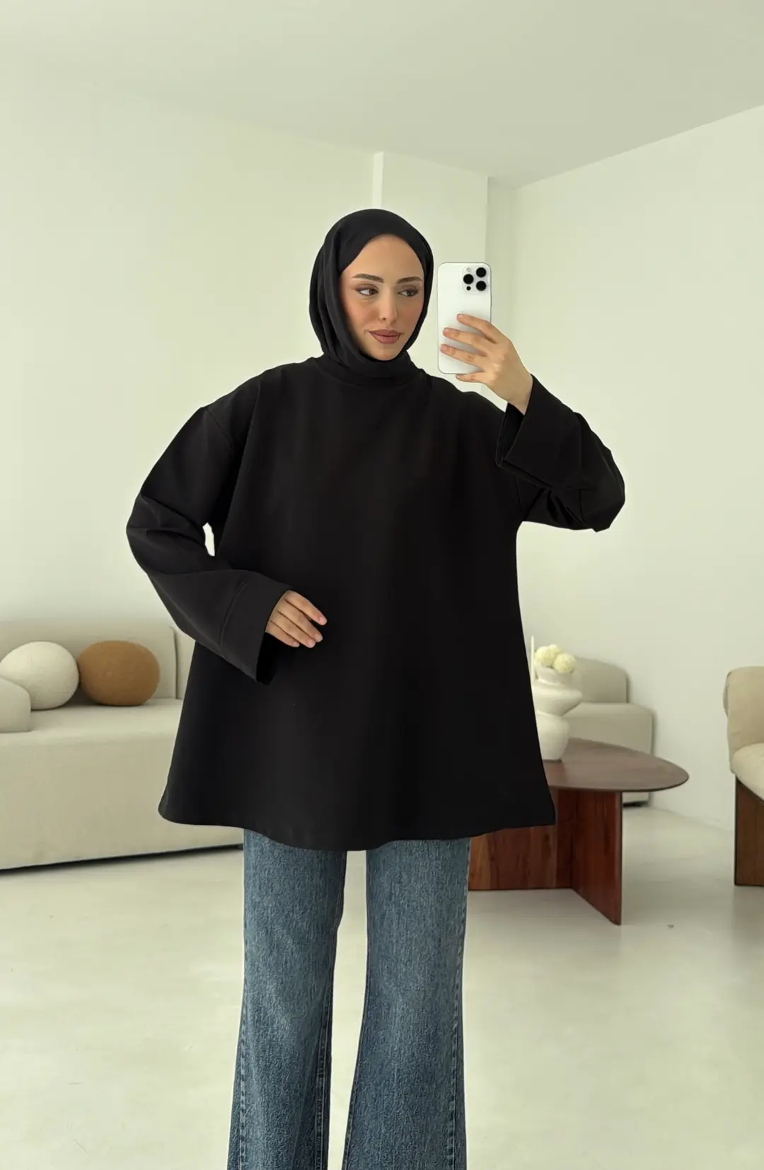 Dikiş Detay Basic Sweat Siyah - Görsel 3