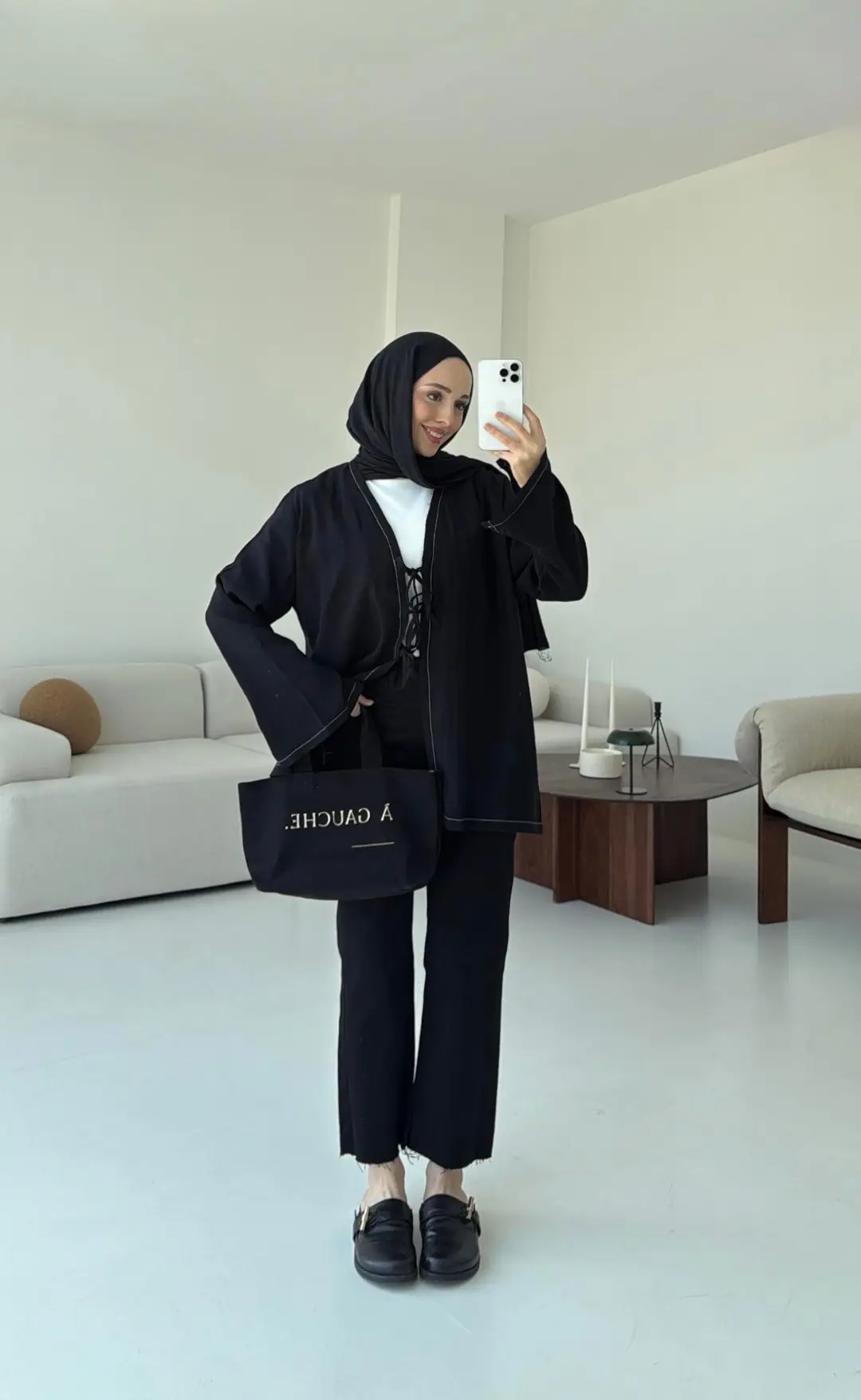 Dikiş Detaylı Kimono Siyah - Görsel 2