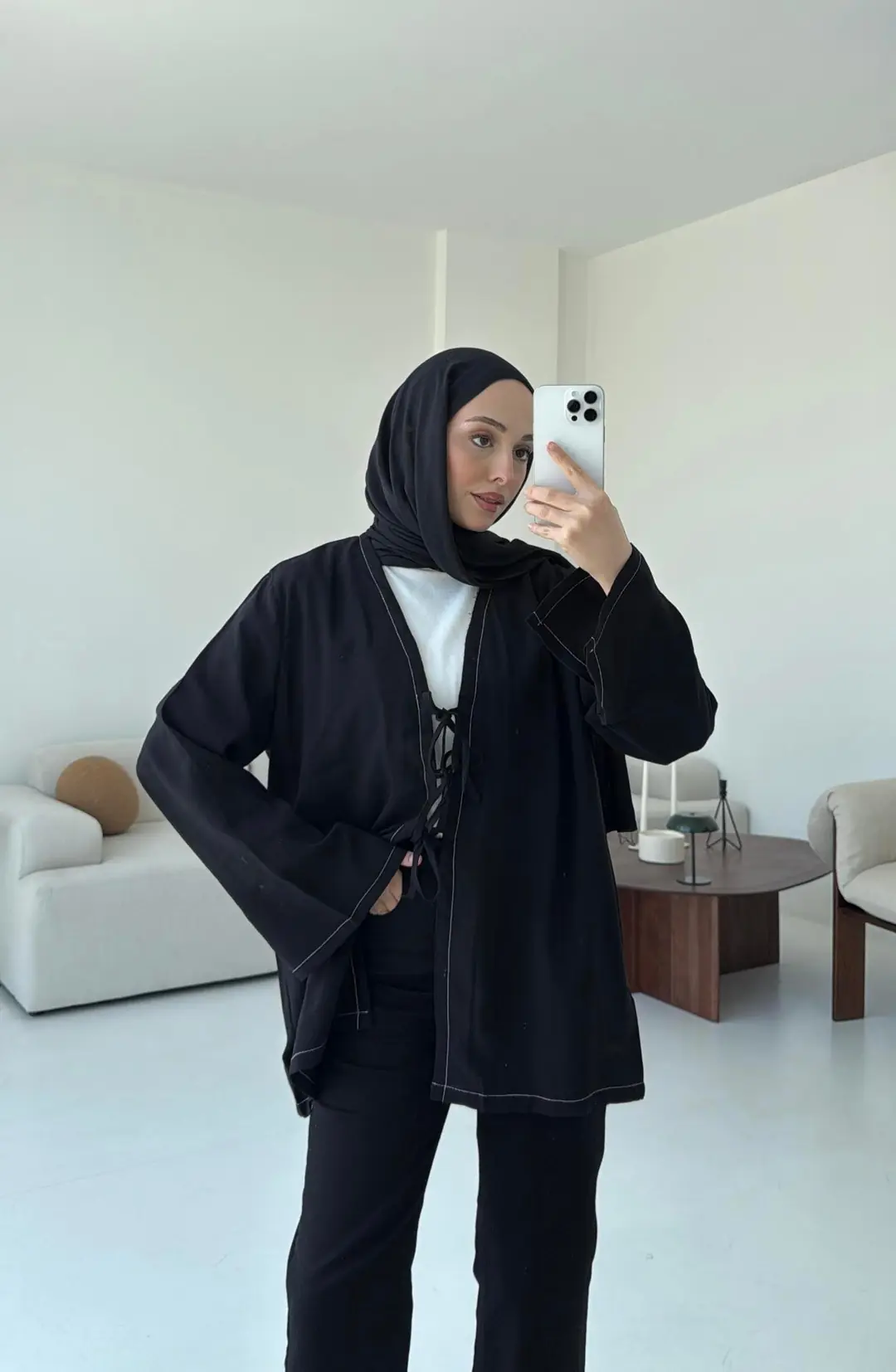 Dikiş Detaylı Kimono Siyah - Görsel 4