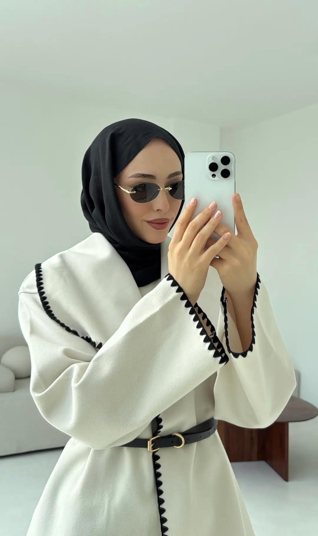 Dikişli Kaşe Ceket Bej