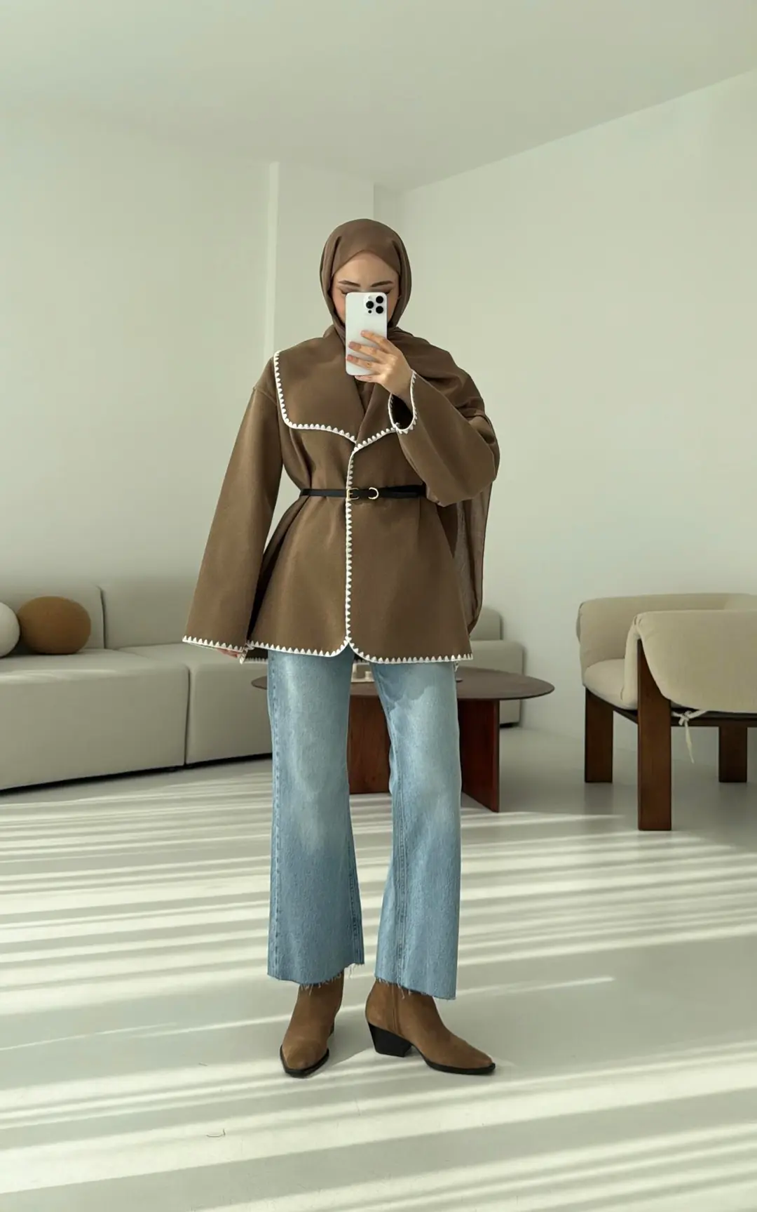 Dikişli Kaşe Ceket Camel - Görsel 7