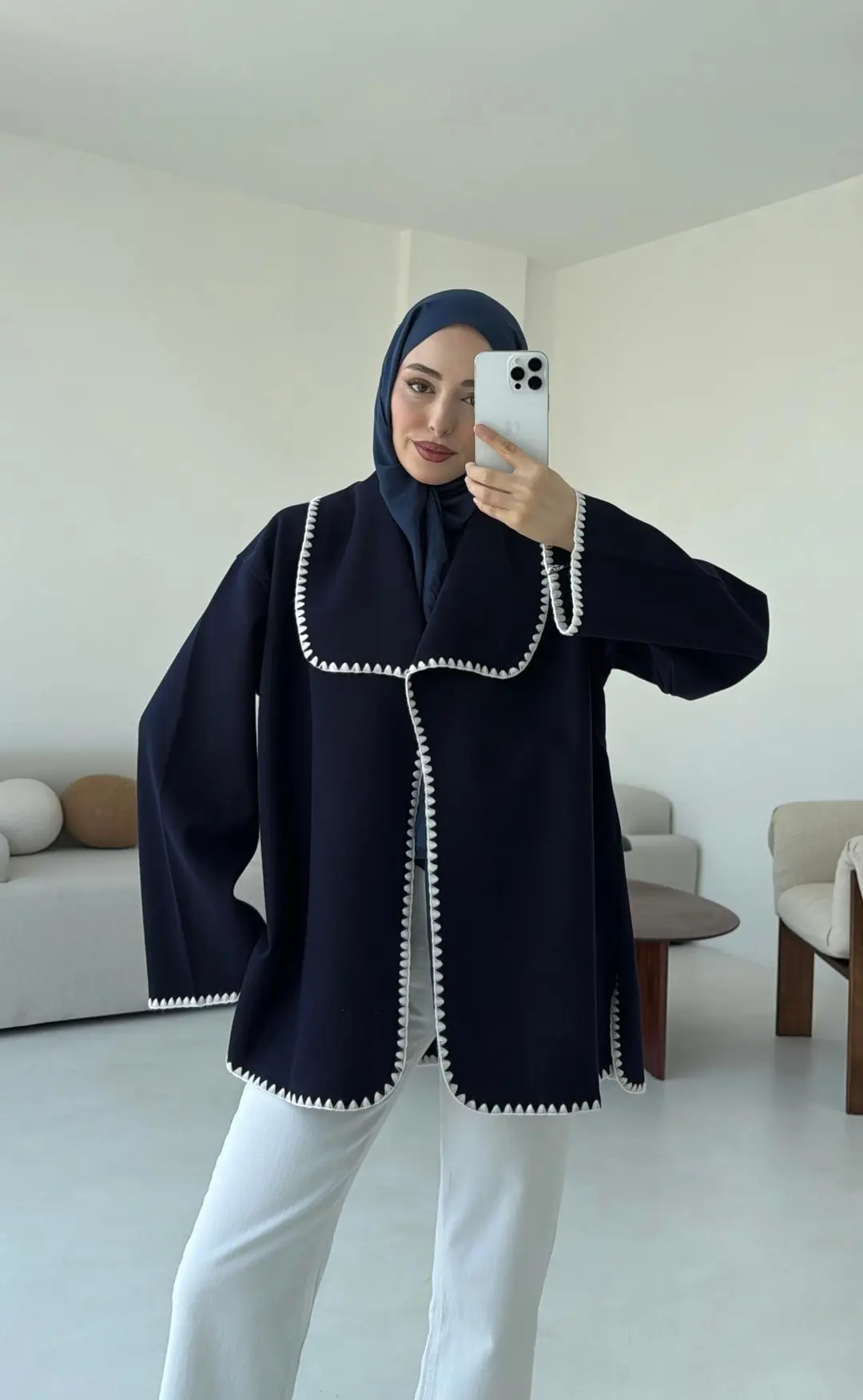 Dikişli Kaşe Ceket Lacivert