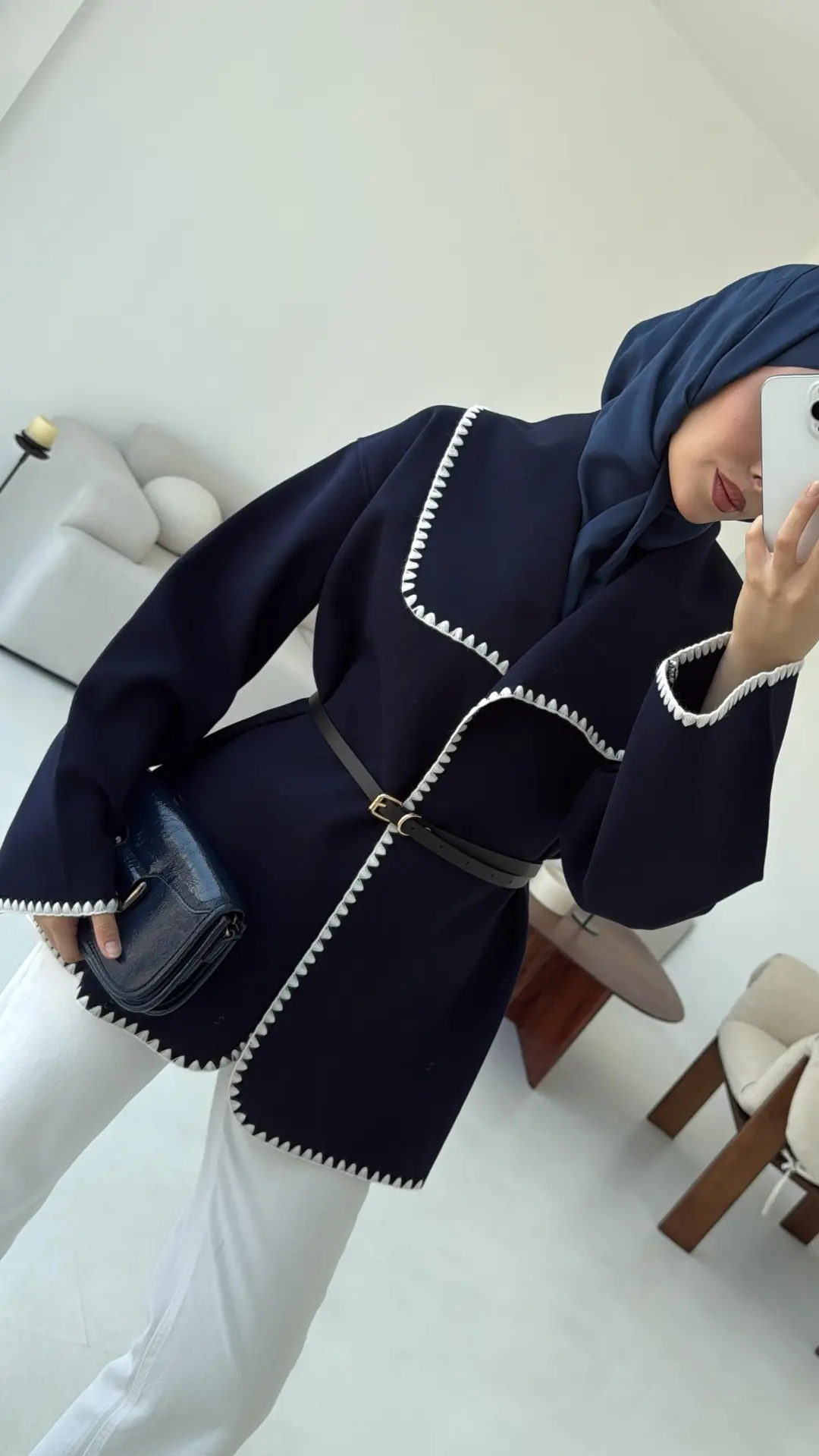 Dikişli Kaşe Ceket Lacivert - Görsel 4