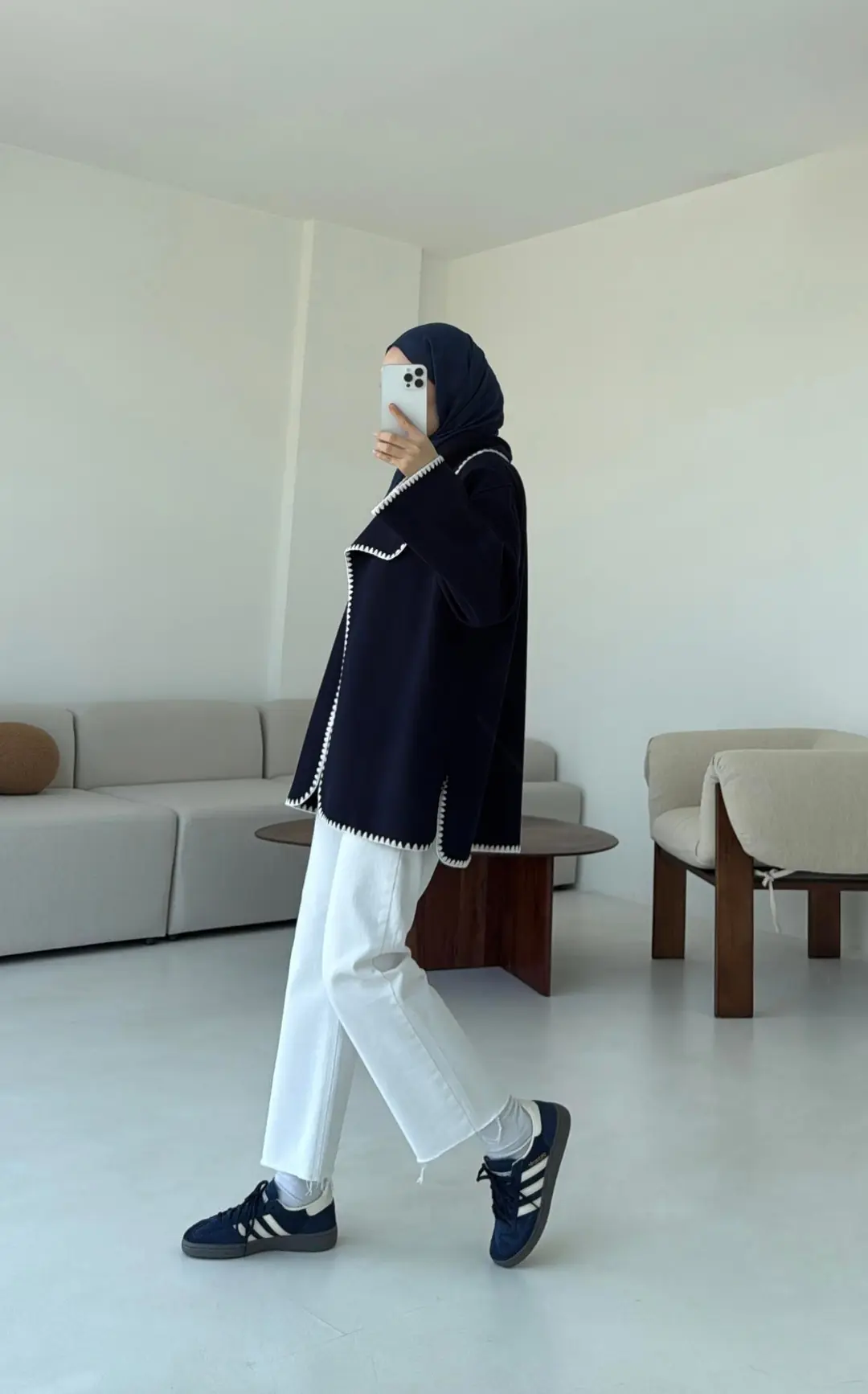 Dikişli Kaşe Ceket Lacivert - Görsel 9