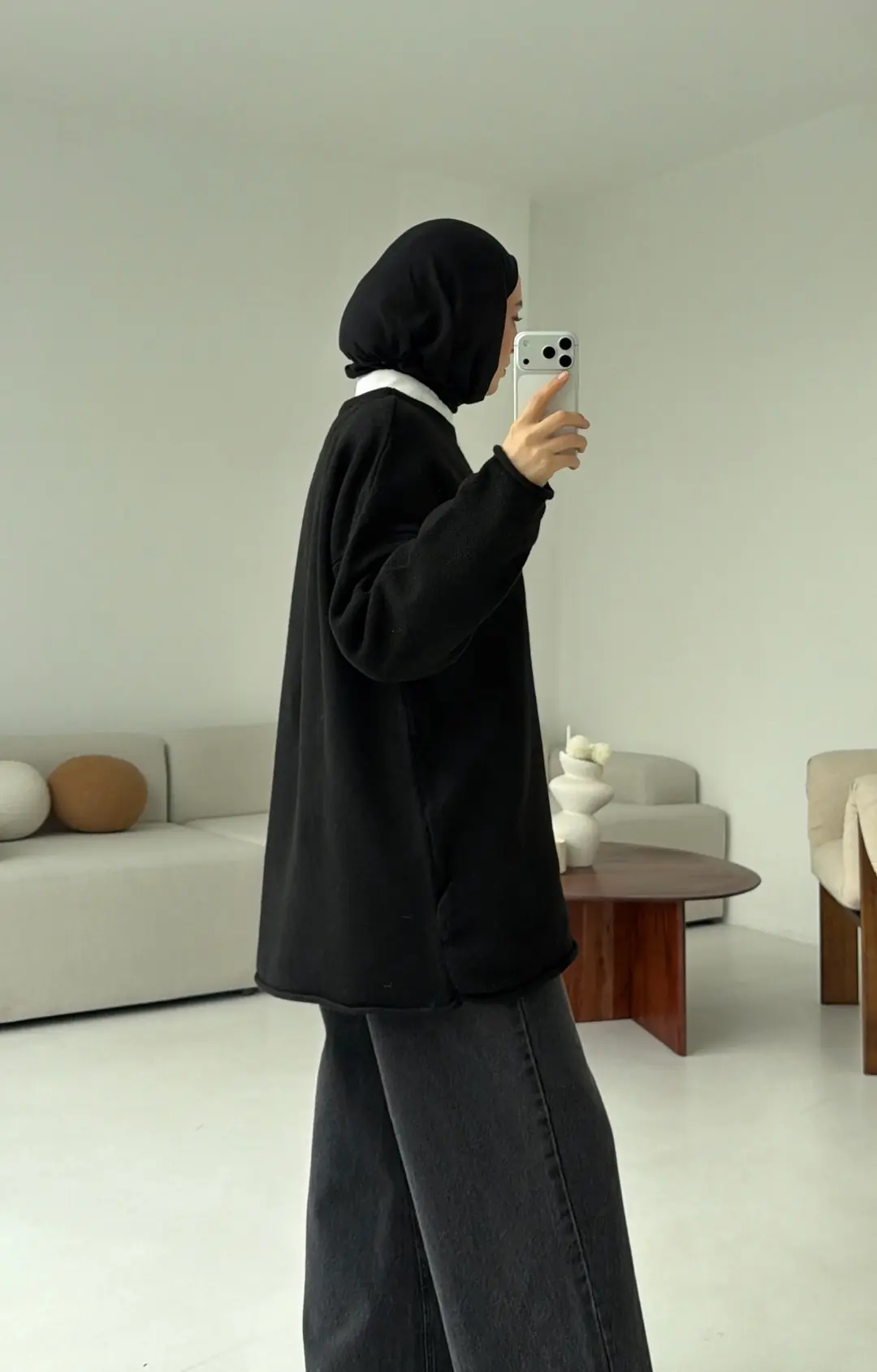 Dikişsiz Triko Kazak Siyah - Görsel 3