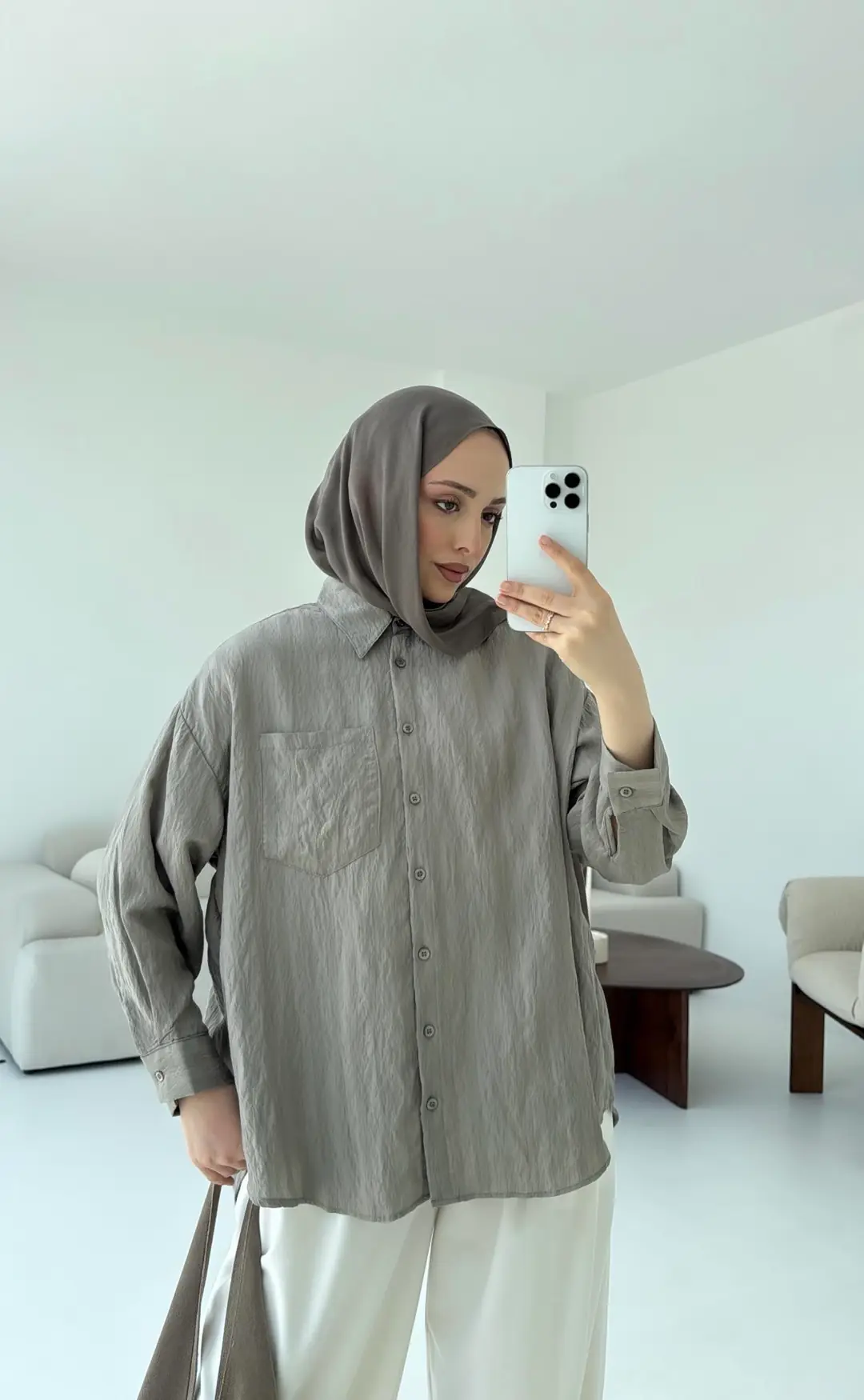 Dokulu Gömlek Haki - Görsel 2